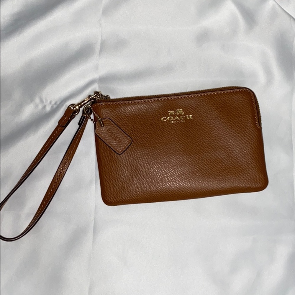 Coach New York Brown Leather Wristlet